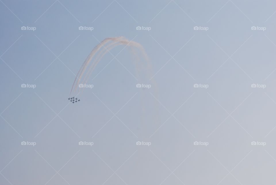 Airplanes flying in sky