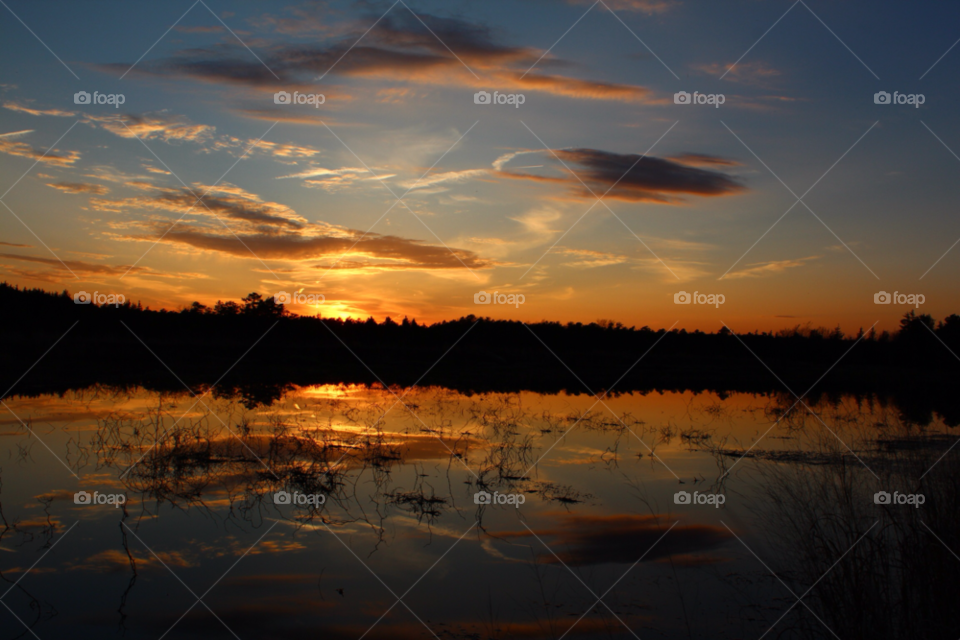 sky sunset water reflection by ipixxiqi
