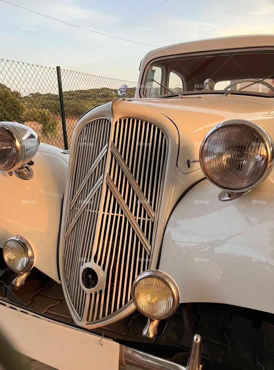 Soul of a vintage car in evening light