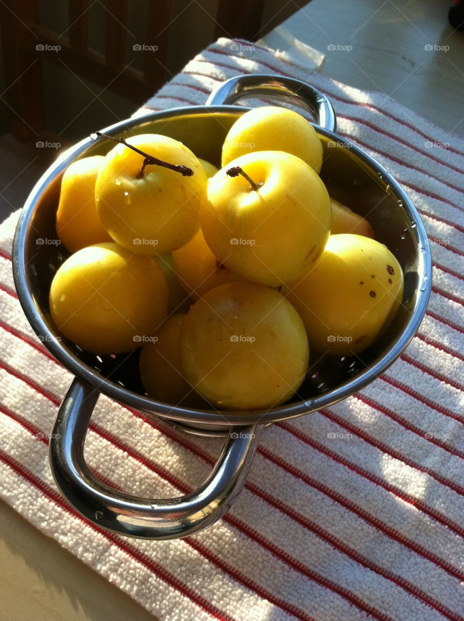 Love  Mirabelle  yellow plum . Fruity presentation in the kitchen 