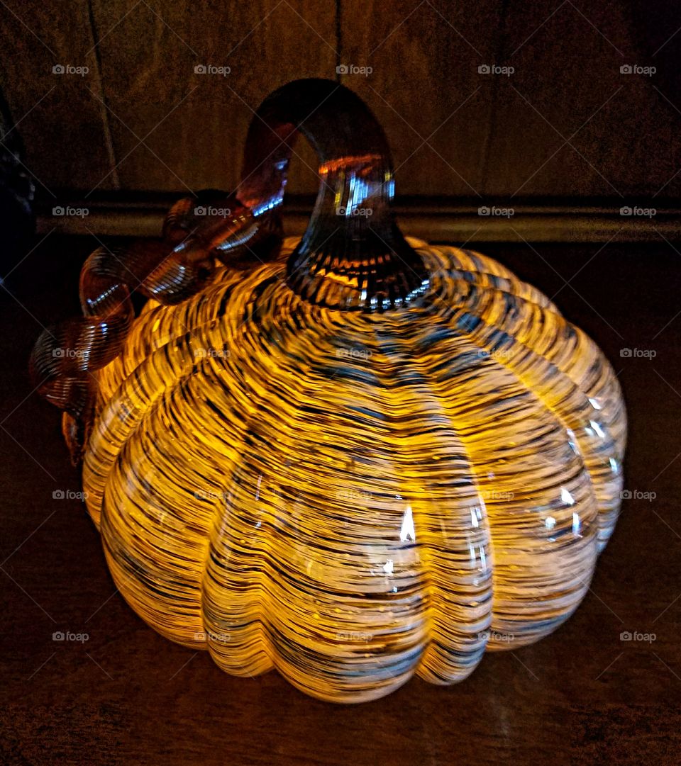 Glass Pumpkin lit from within!