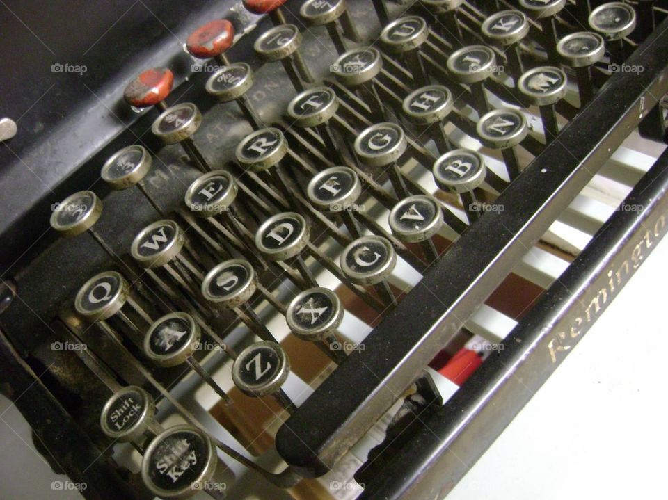 Antique typewriter macrophotography close up