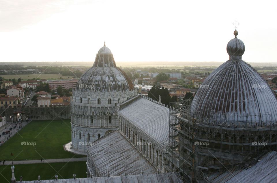 On top of the tower of Pisa, Italy