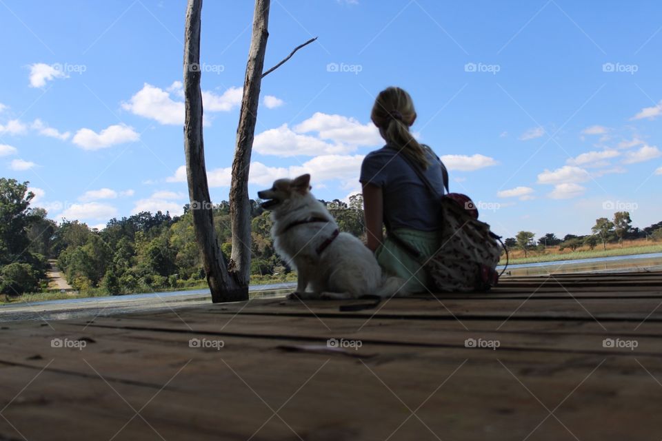 Me and Tika sitting on the dock at Gletwyn 