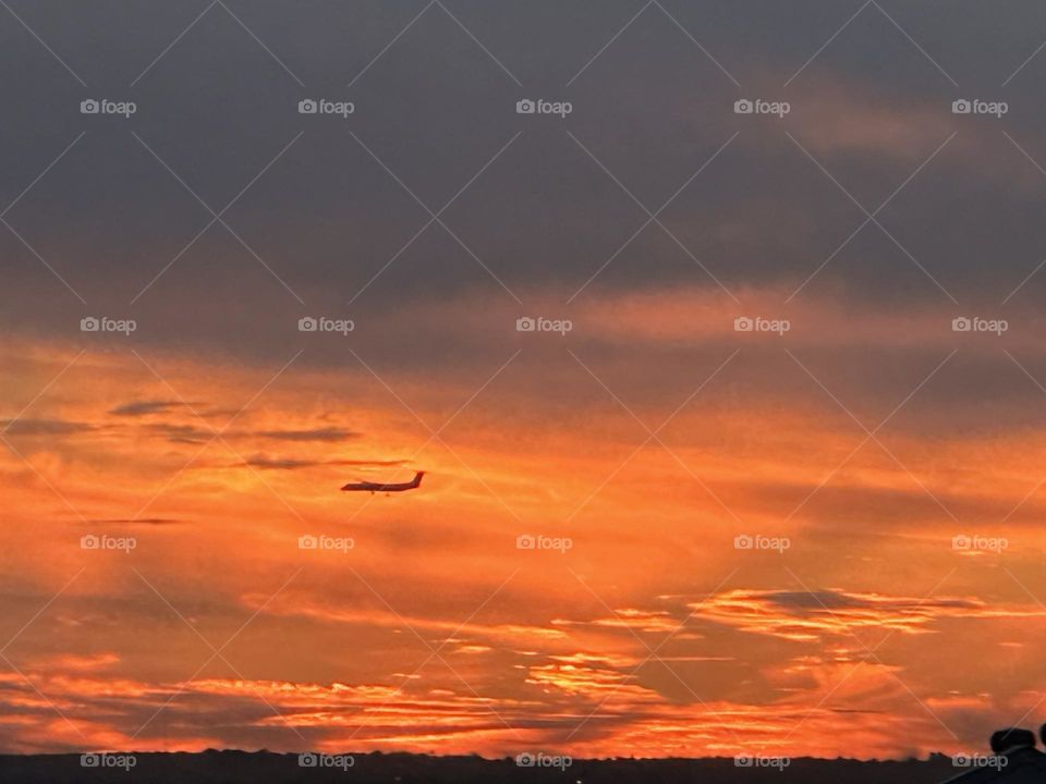 Sunset with plane 