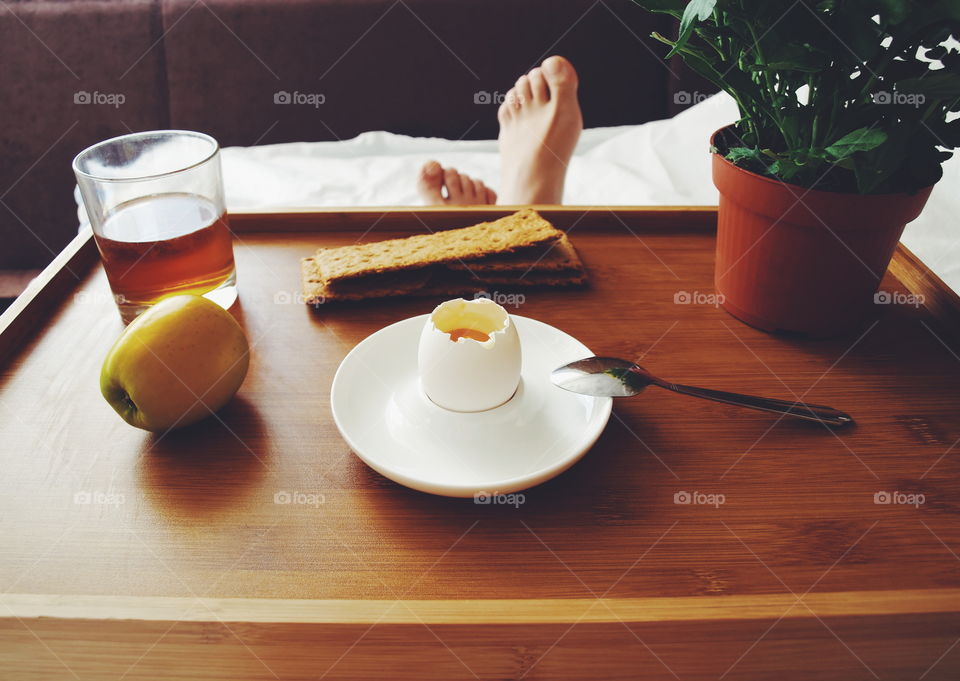 Brekfast in the bed. Breakfast in the bed