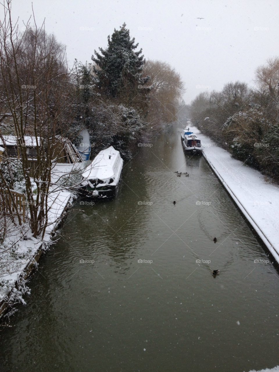 snow boats canal winter landscape by marina1