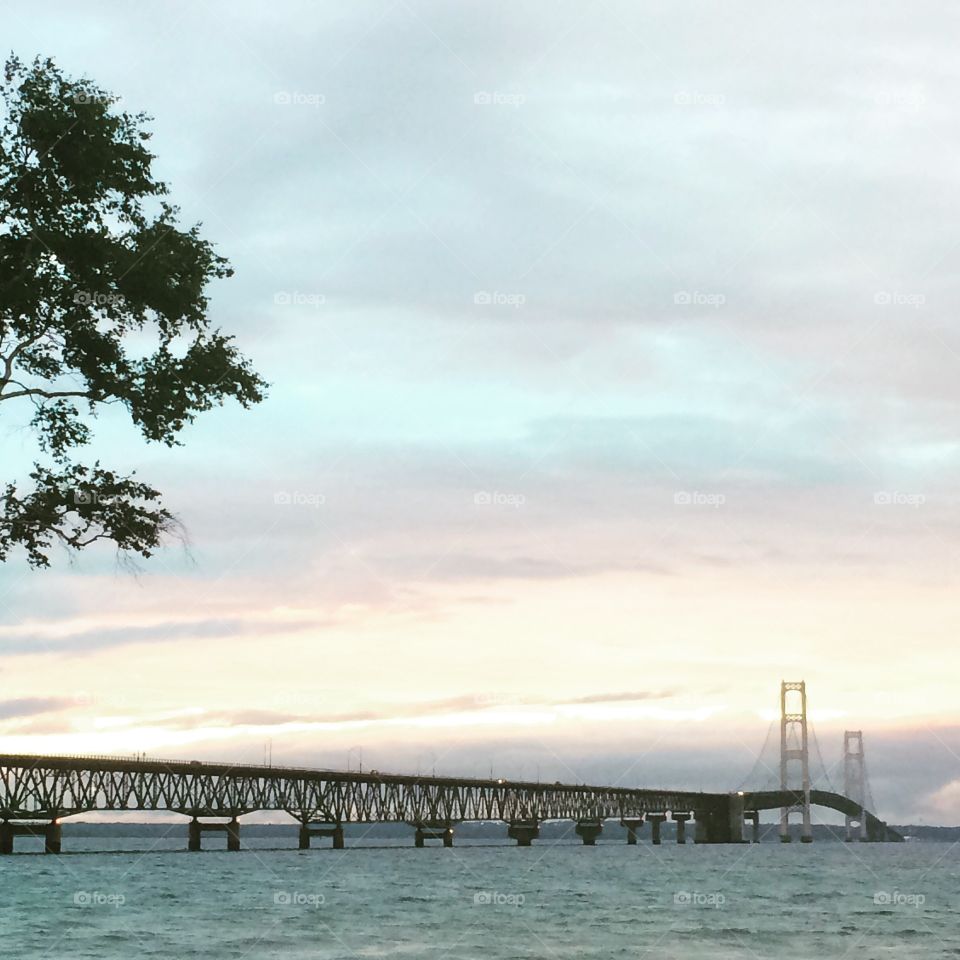 Mackinaw bridge at sunset