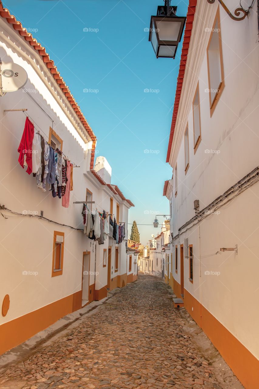 Houses Alley in the City Évora Portugal 