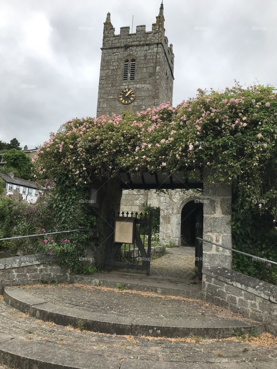 The  impressive and very eye catching Lustleigh Church in Devon in summertime.