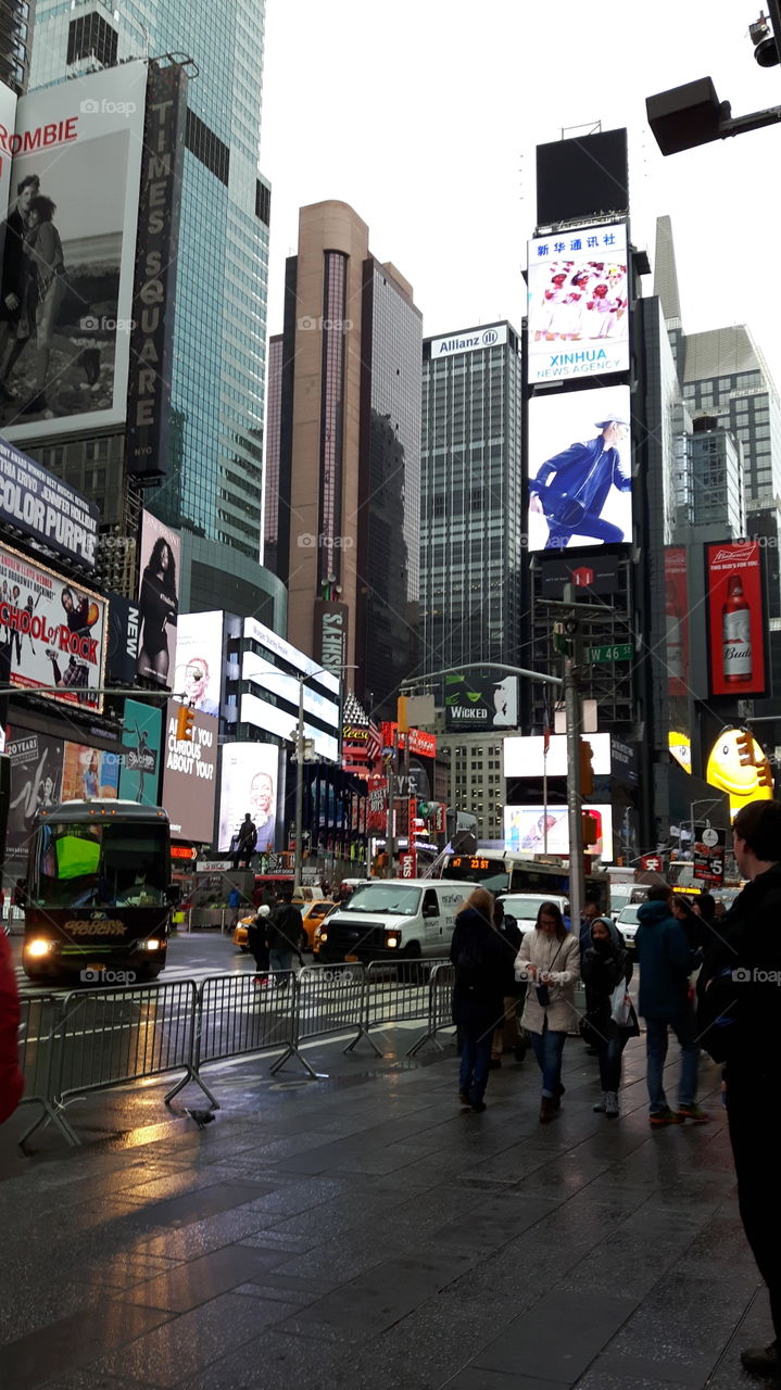 times square in a rainy day