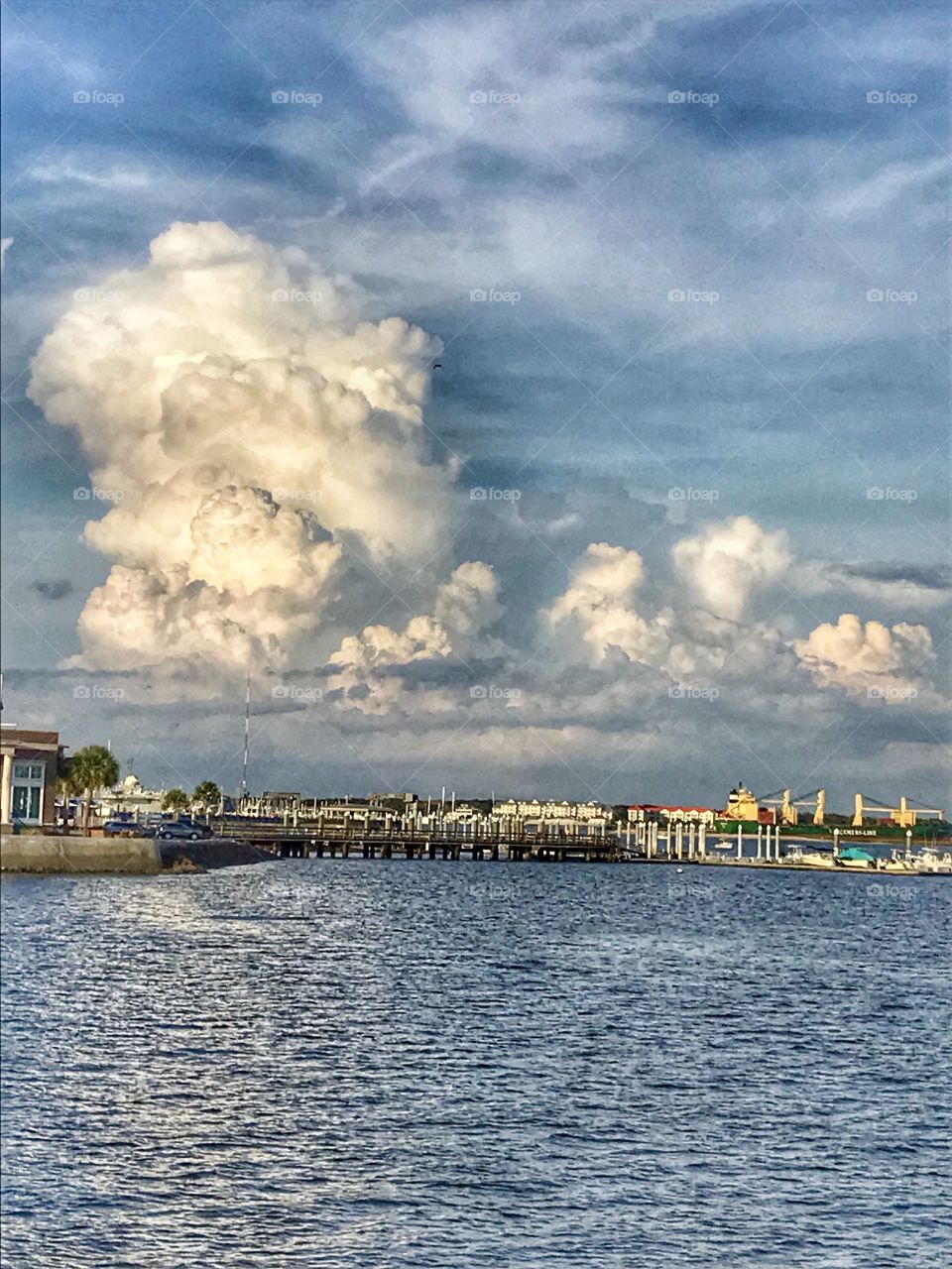 Looking at the city Marina from the Battery as we took an evening walk