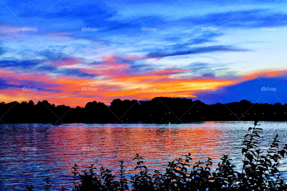 Beautiful lake sunset