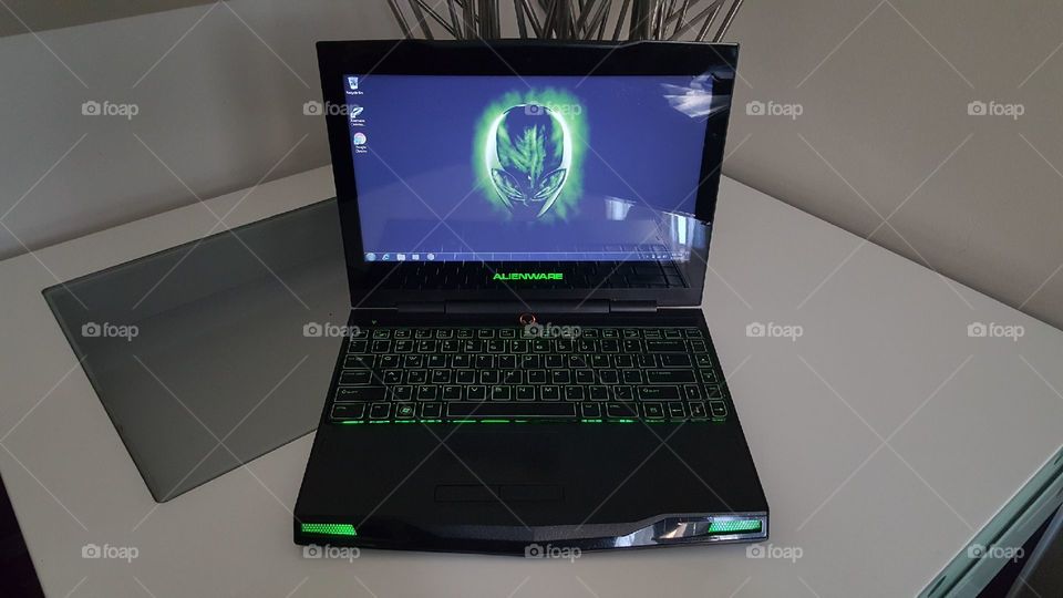 A tiny but menacing 11” Alienware Gaming Laptop.  Although its production was short-lived it paved the way for many tiny yet powerful gaming machines.