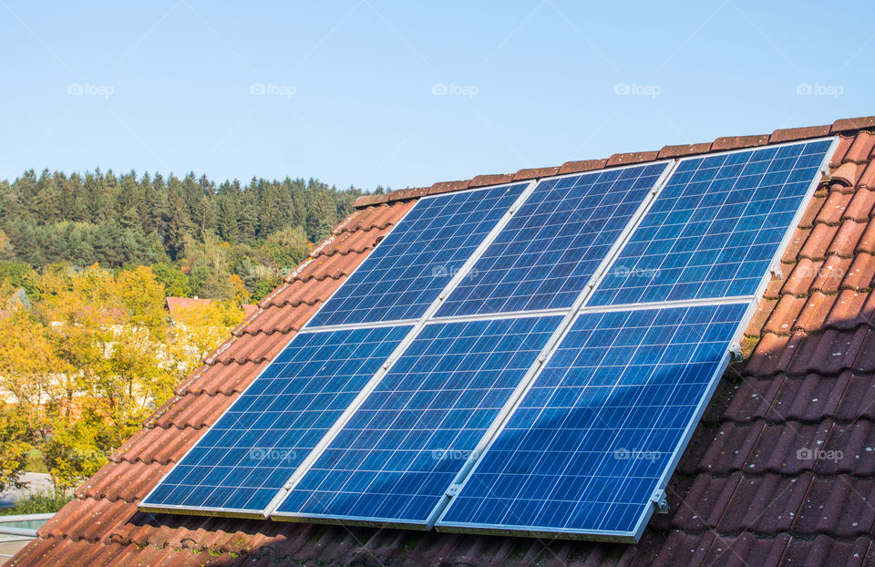 photovoltaic panels on the roof