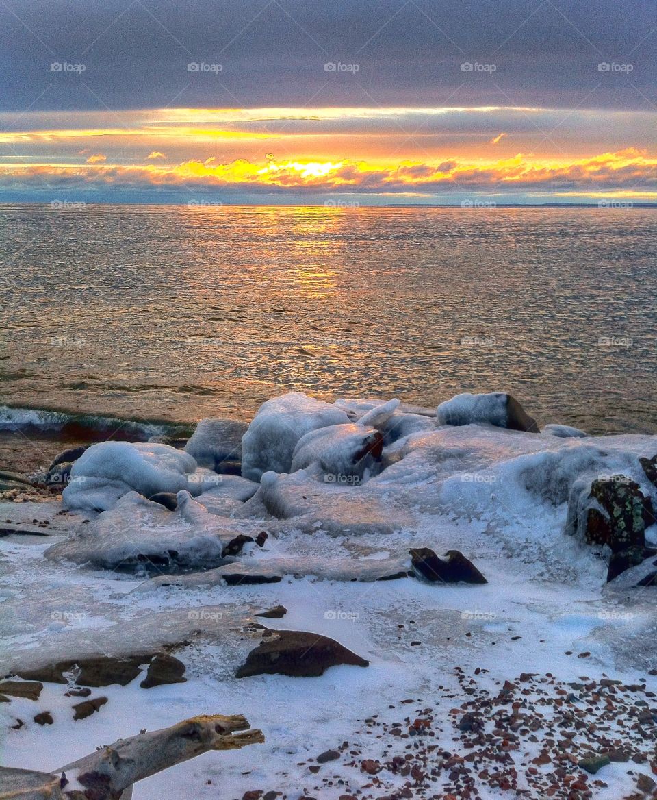 Frozen Coast during sunset