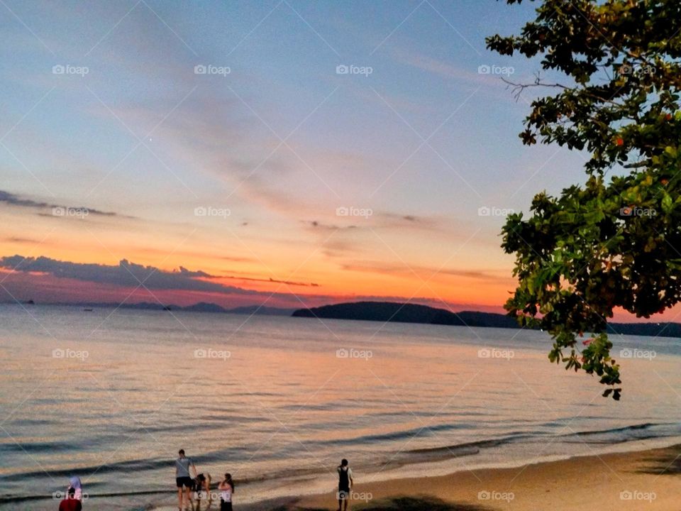 Setting Sun and the Beach