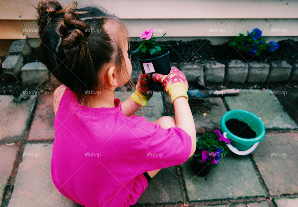 Little girl gardening 