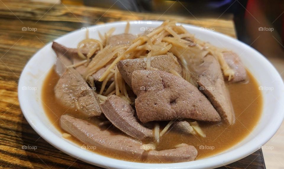 Delicious fried pork liver dishes