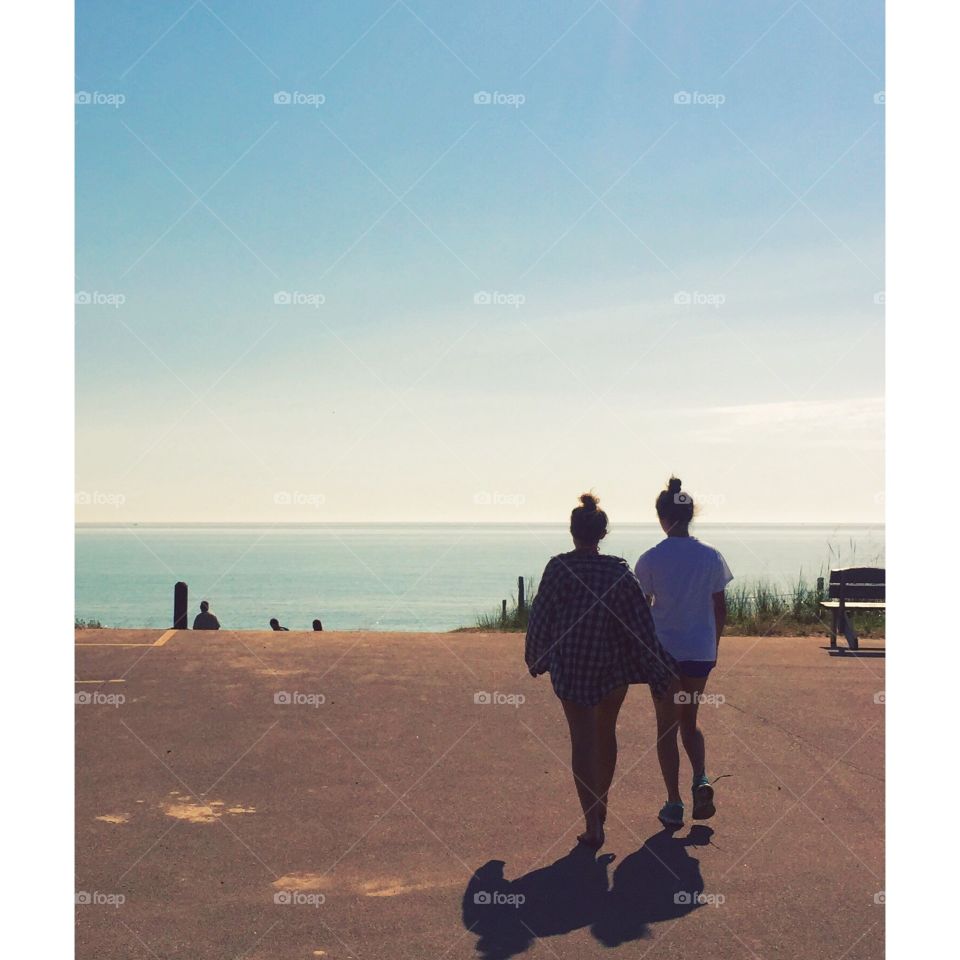 Lake Michigan. Huge group of friends went on the camping trip of a lifetime and this photo is of us strolling to the beautiful lake 