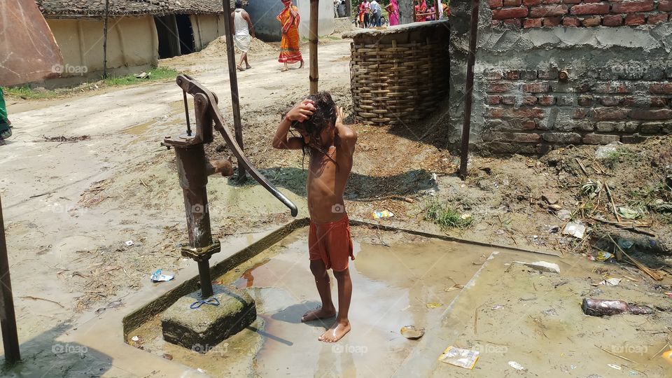 taking bath