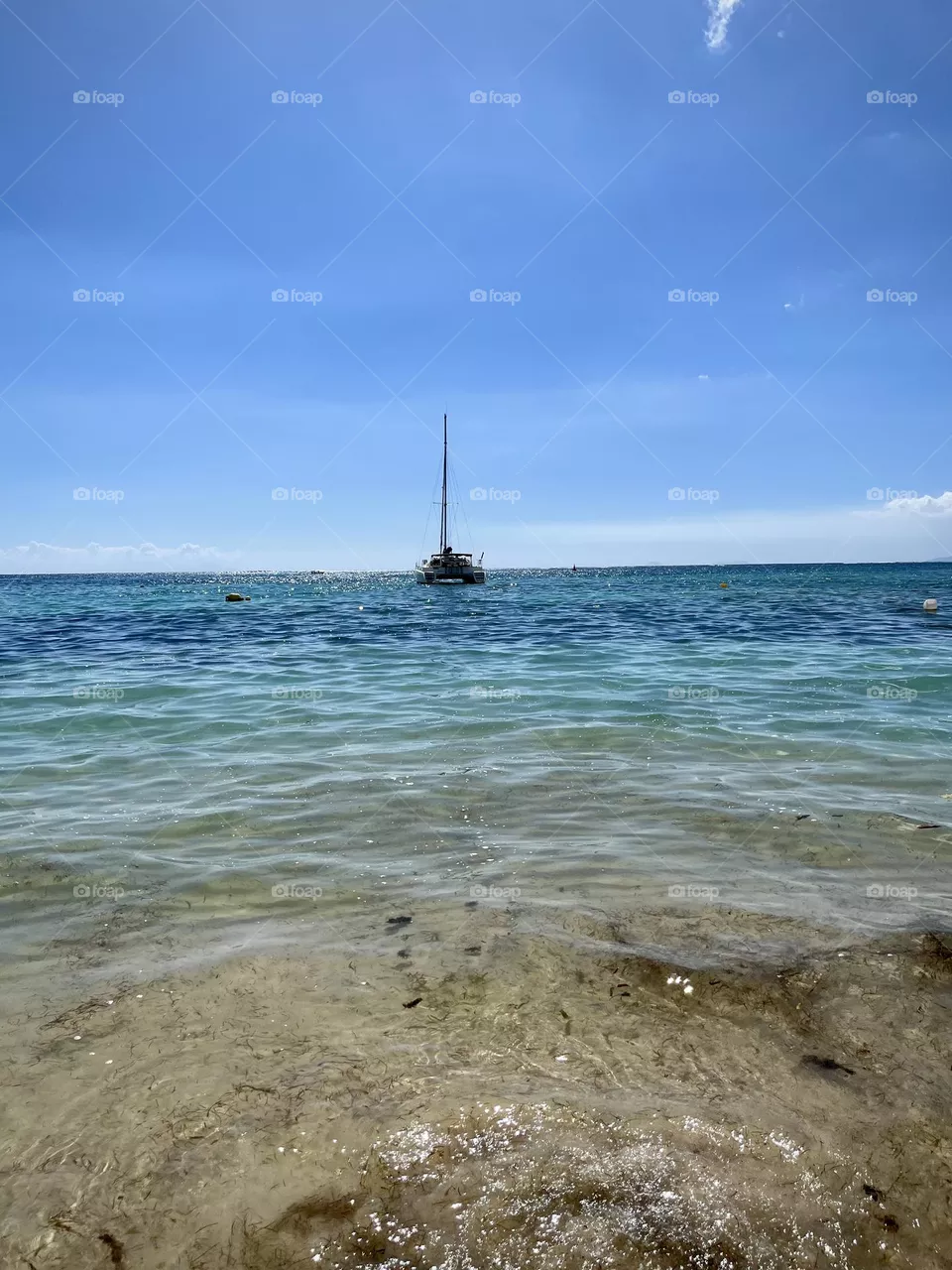 Sailboat in the Caribbean Sea 
