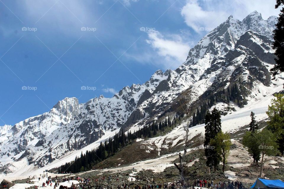 Lofty mountain range touching the sky at Sonmarg, Kashmir - the heaven on Earth