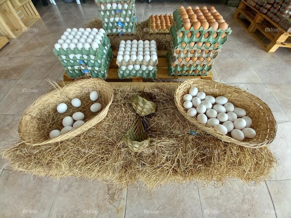 baskets with eggs