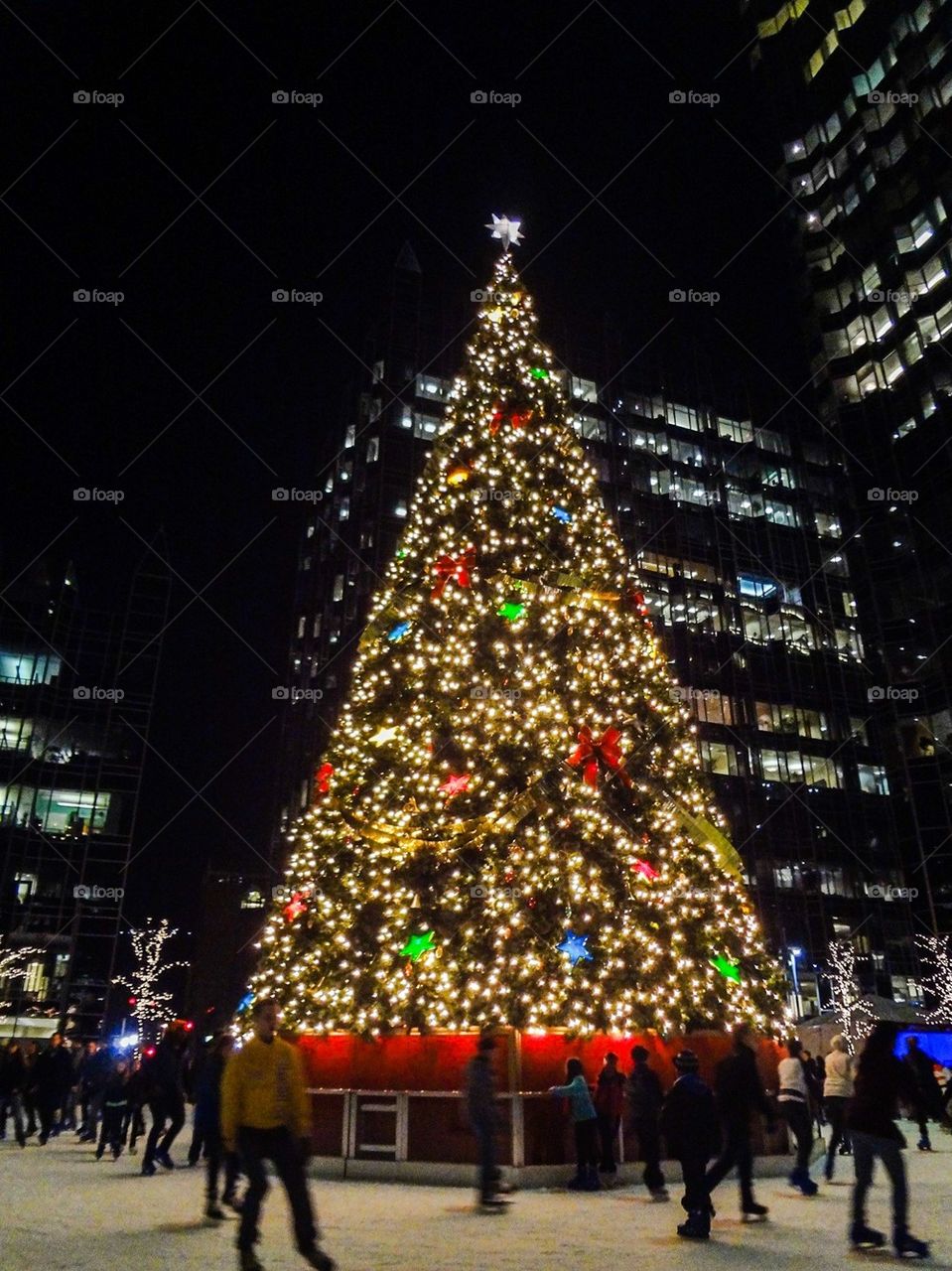 Christmas tree and ice skaters