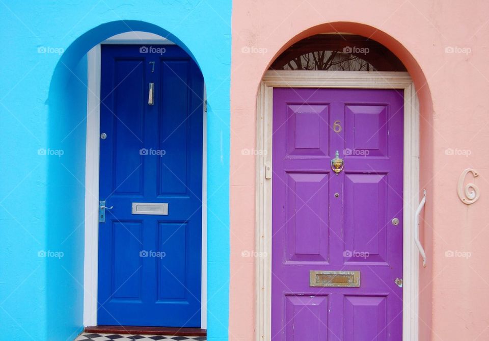 blue purple door colorful by Petalskull