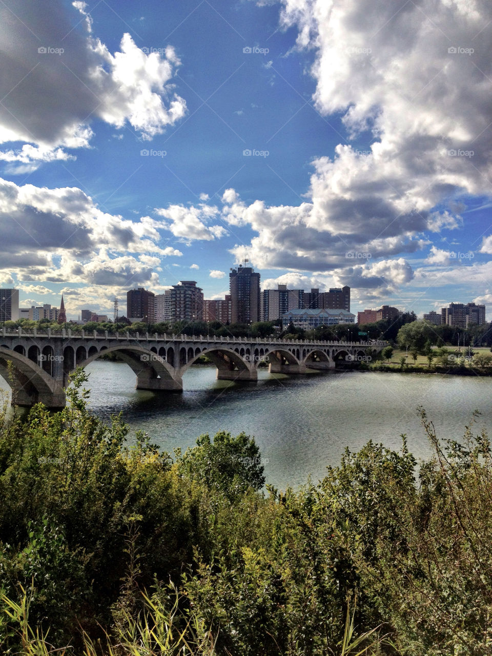sky city clouds trees by stykellee