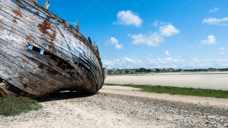 This is a shipwreck in Normandy.