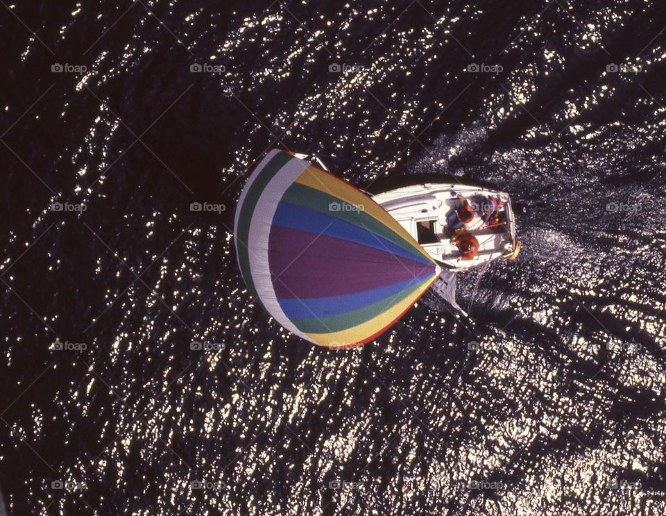 sailboat ocean watercraft multicolor wind
