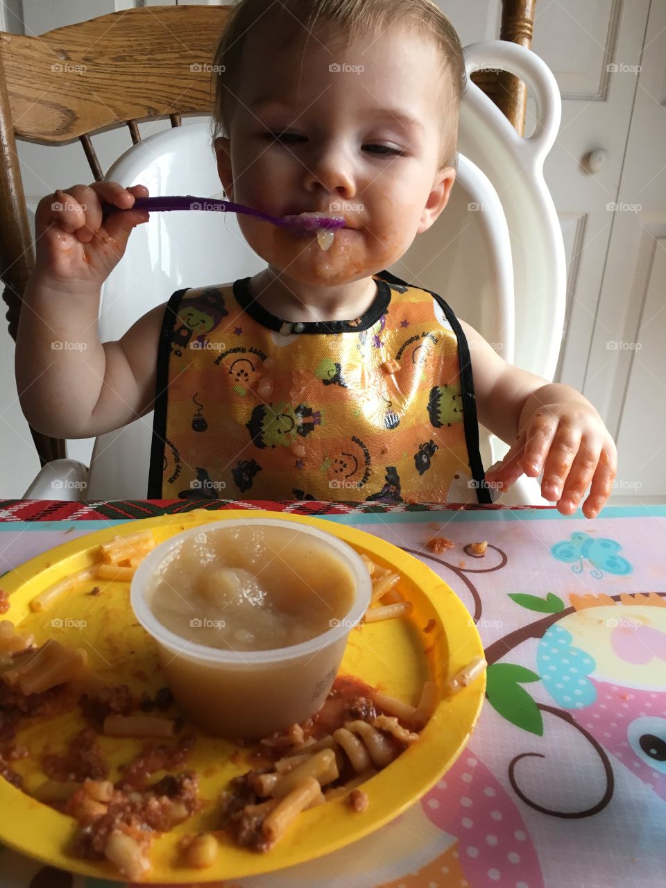 Close-up of a boy eating food