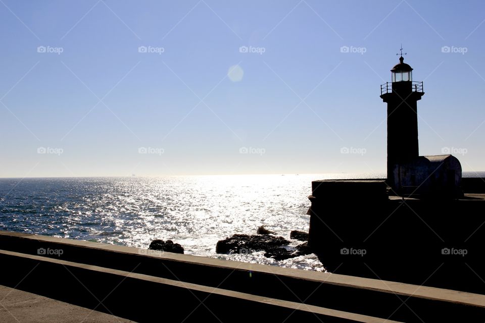 No Person, Water, Lighthouse, Sea, Sunset