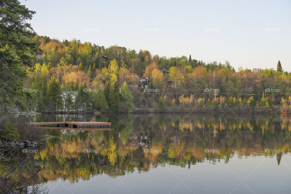 Lake colors reflection at Laurentides, Quebec