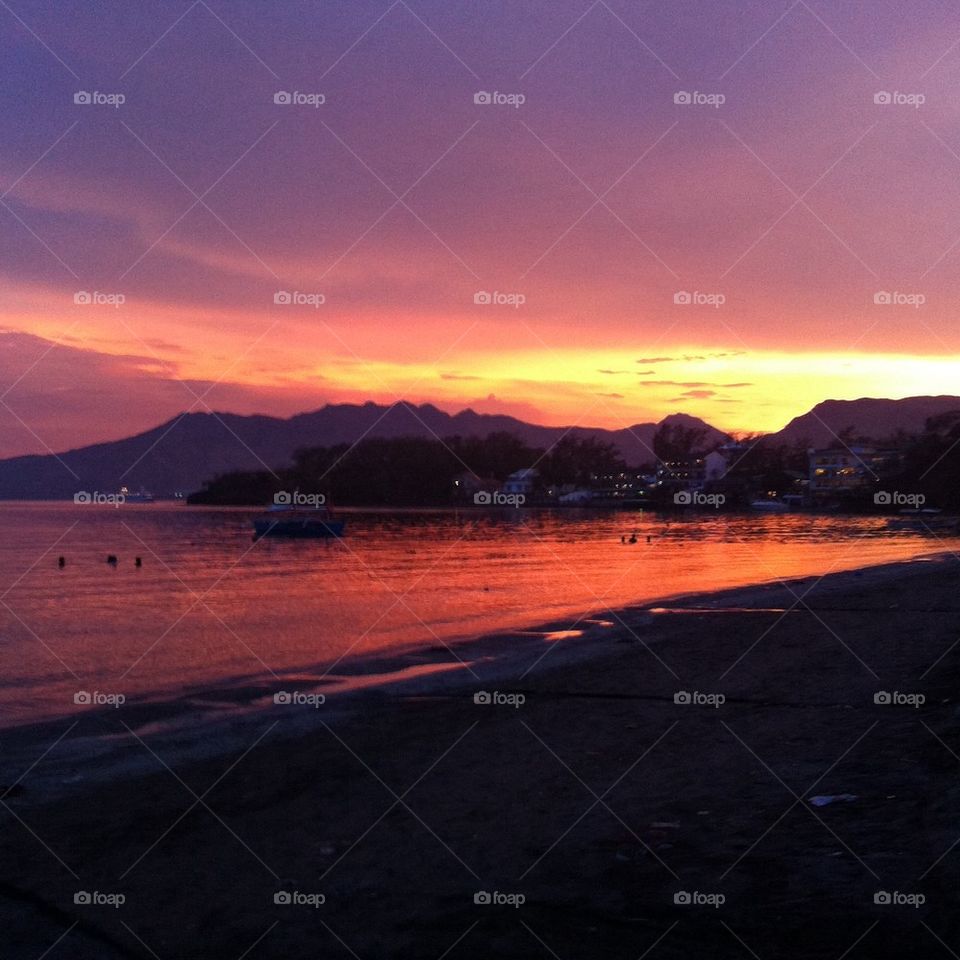 View of beach during sunset