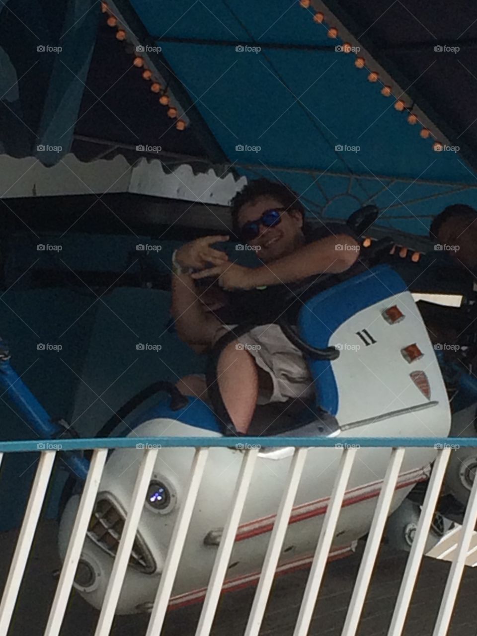 Riding a roller coaster at cedar point