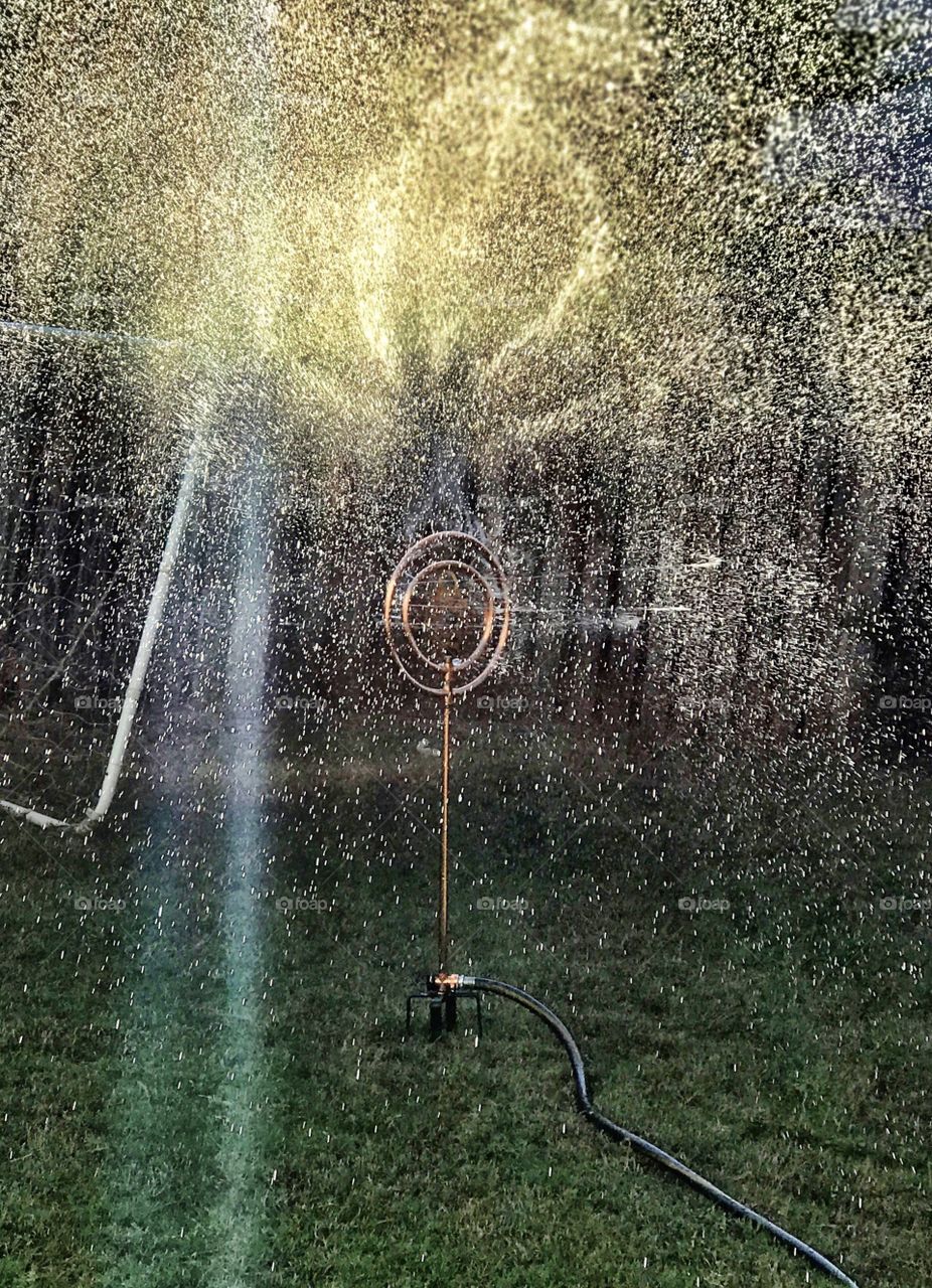 Water sprinkler spraying unique pattern 