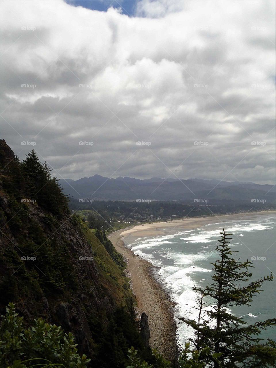 view of the Oregon coast on a cloudy day