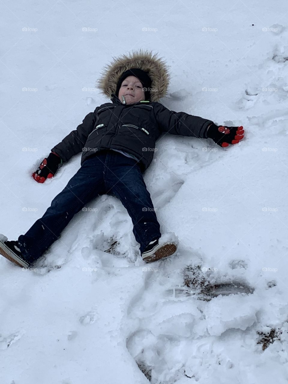 A snow Angel in the making
