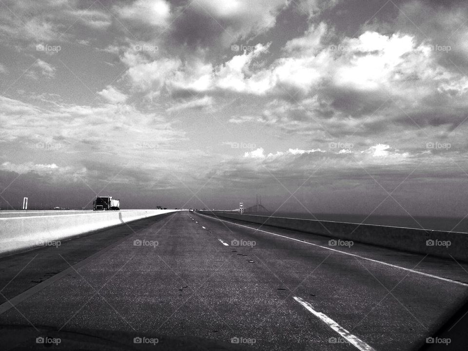 View of road with dramatic sky