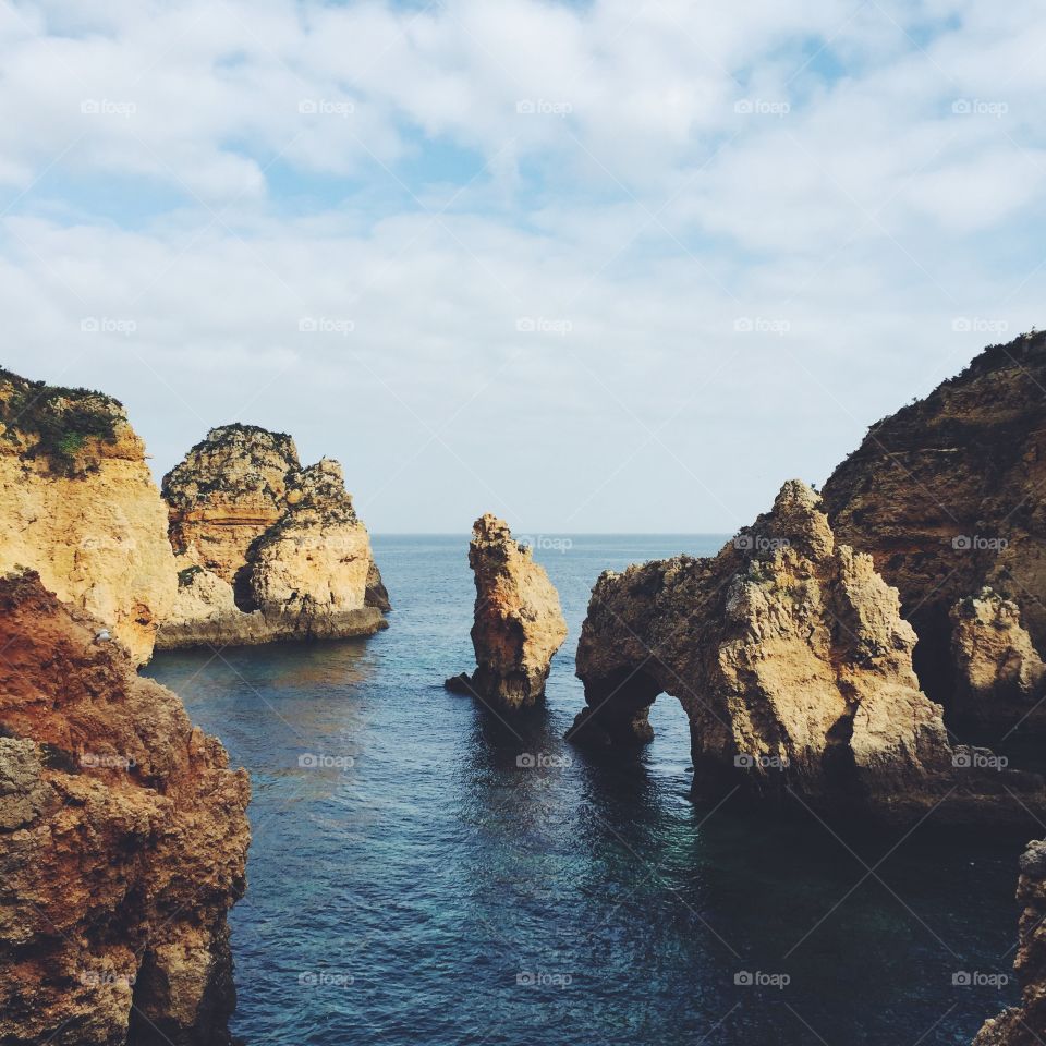 Rock formations in Lagos Algarve, Portugal
