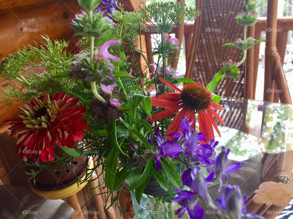 Mixed flowers in a vase