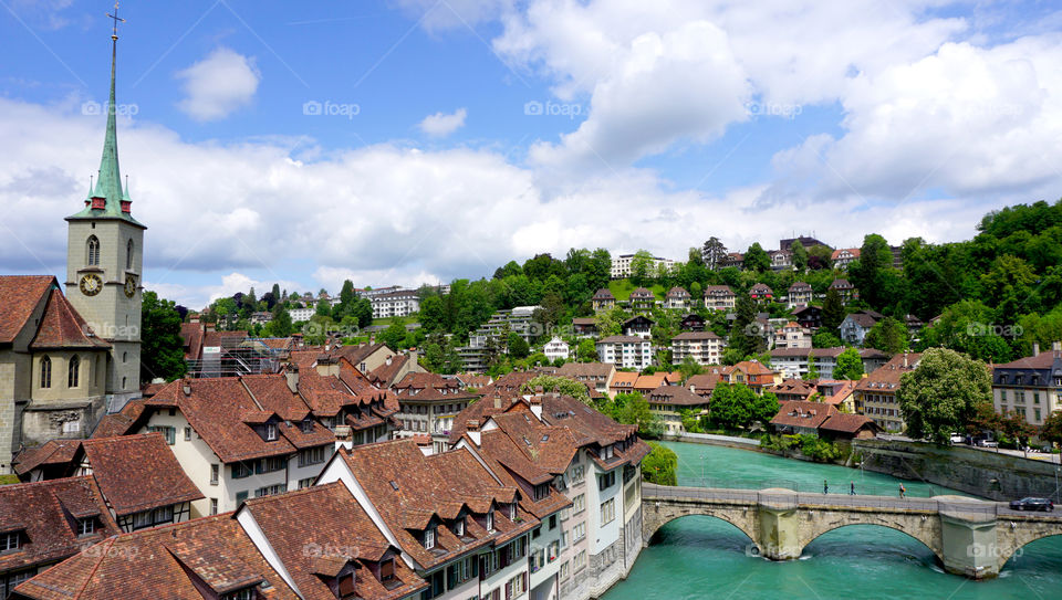 Old town city and river in bern, swiss
