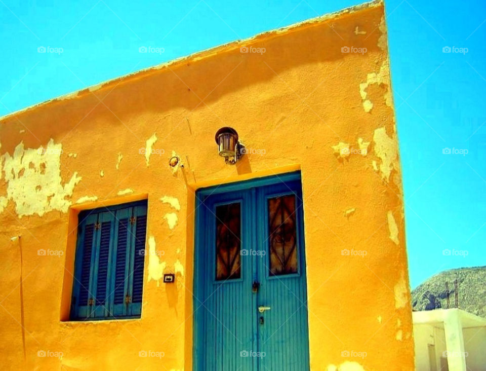 blue colors orange house by merethe