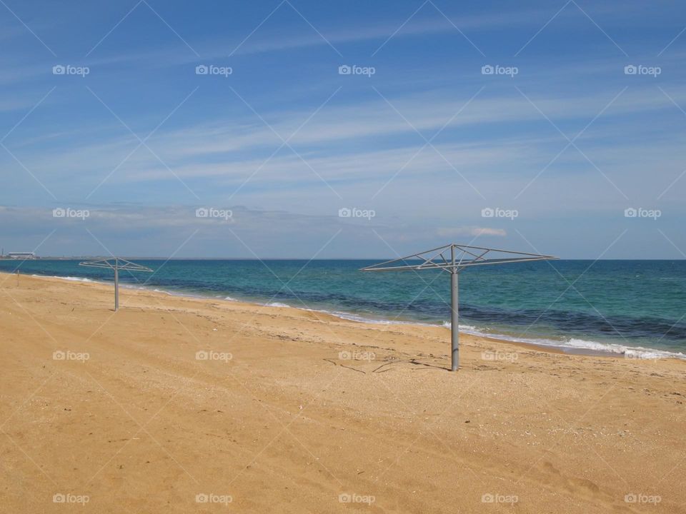 Empty beach near ocean