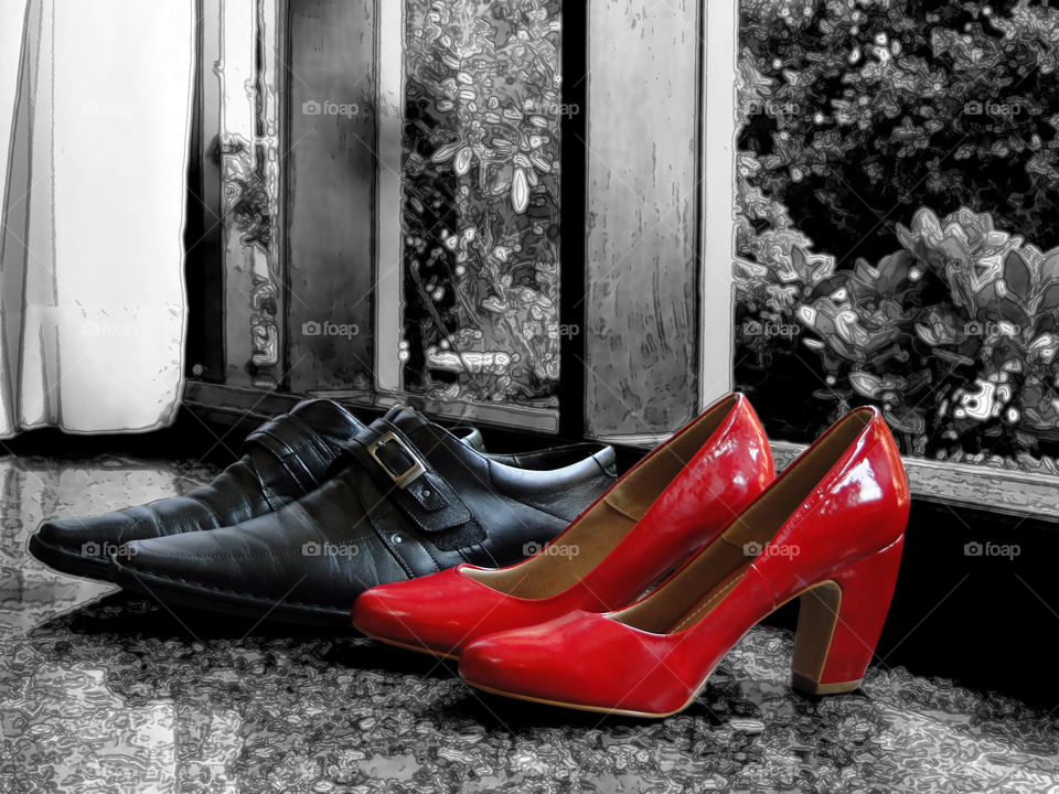 Red, black and white