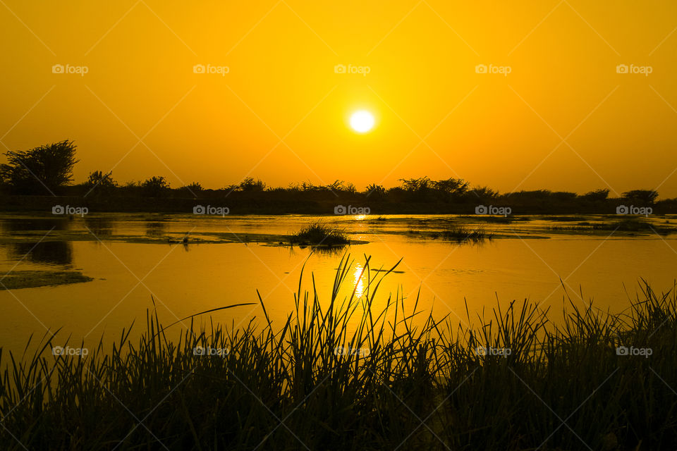 Sunset, Dawn, Lake, Reflection, Water
