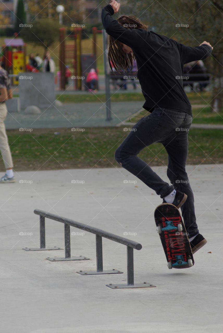 man rides a skateboard. skateboarder